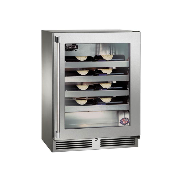 Perlick - Signature Series Shallow Depth 18'' Depth Indoor Wine Reserve with Stainless Steel Solid Door, Hinge Left, with Lock