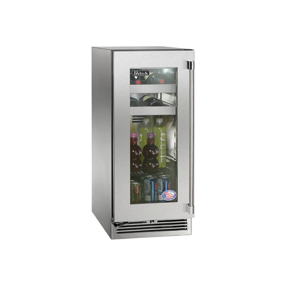 Perlick - 15'' Signature Series Outdoor Beverage Center with Stainless Steel Solid Door, Hinge Right, with Lock