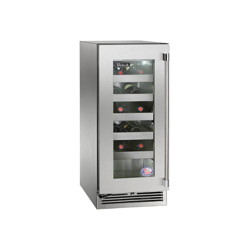 Perlick - 15'' Signature Series Indoor Wine Reserve with Stainless Steel Glass Door, Hinge Left, with Lock