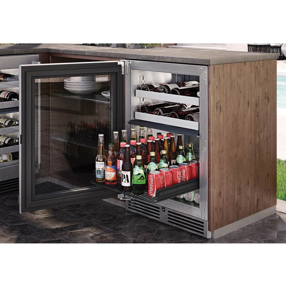 24'' Signature Series Outdoor Dual-Zone Refrigerator, Wine Reserve with Fully Integrated Panel Ready Glass Door, Hinge Right, with Lock