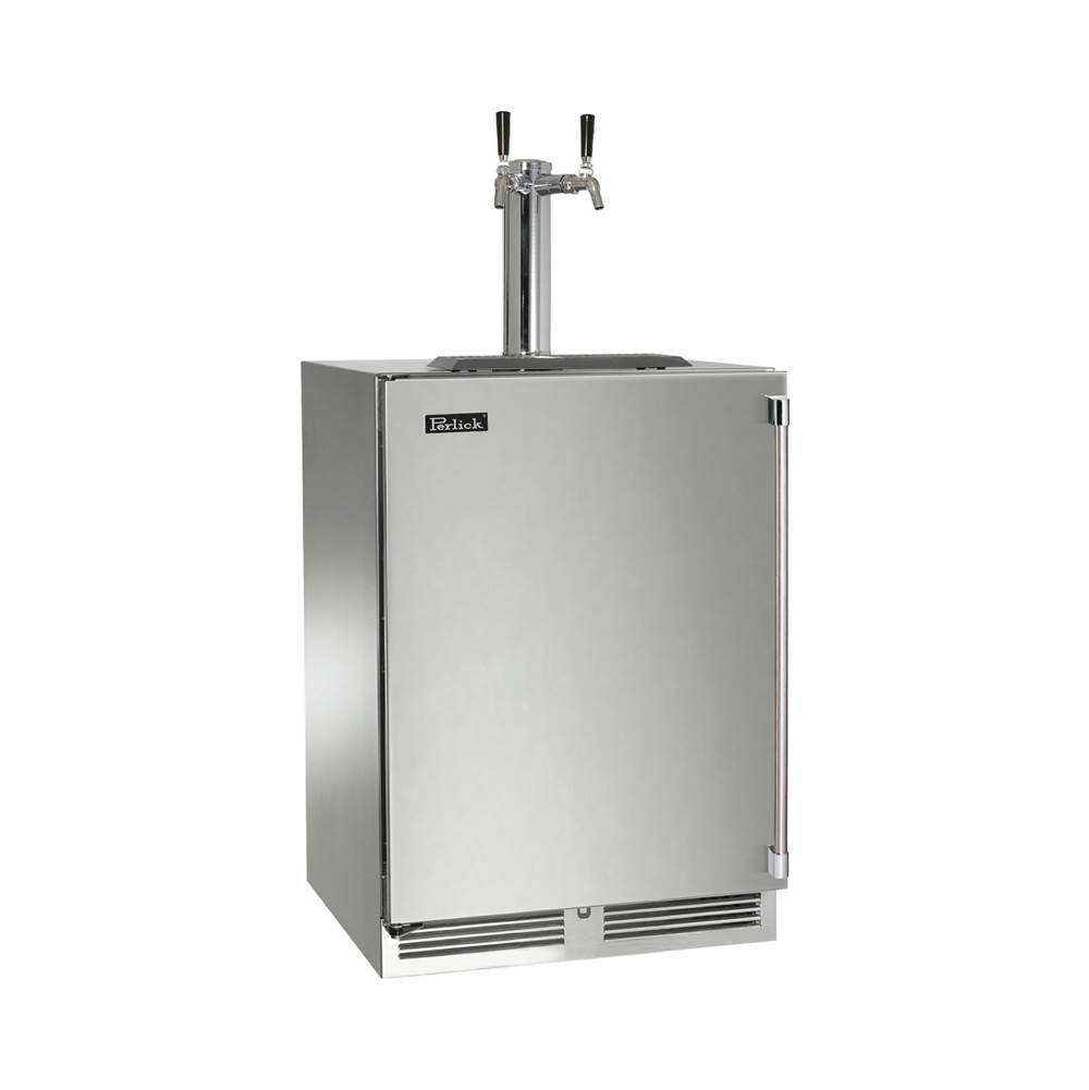 Perlick - 24'' Signature Series Outdoor Beer Dispenser - Dual Tap with Stainless Steel Solid Door, Hinge Left, with Lock