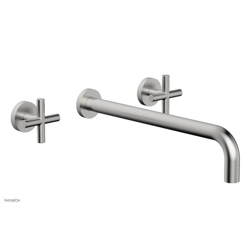 Phylrich - TRANSITION - Wall Lavatory Set 14'' Spout - Cross Handles 120-11-14 - Satin chrome