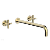 Phylrich - TRANSITION - Wall Lavatory Set 14'' Spout - Cross Handles 120-11-14 - Polished Brass Uncoated