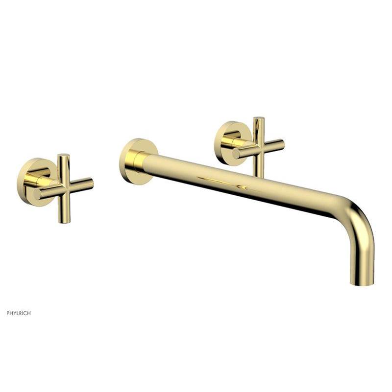 Phylrich - TRANSITION - Wall Lavatory Set 14'' Spout - Cross Handles 120-11-14 - Polished Brass