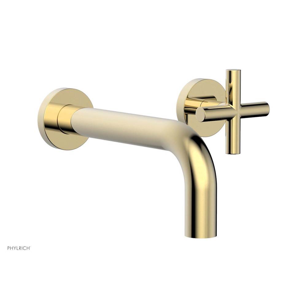 Phylrich - TRANSITION - Single Handle Wall Lavatory Set - Cross Handles 120-15 - Old English Brass