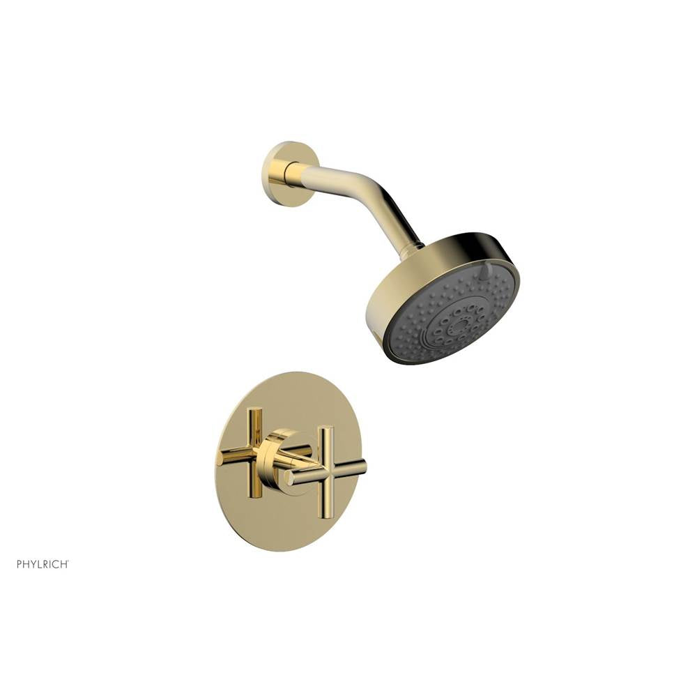 Phylrich - Pb Shower Set Cross Handle - Polished Brass Uncoated