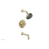 Phylrich - TRANSITION - Pressure Balance Tub & Shower Set Cross Handle 120-26 - Old English Brass
