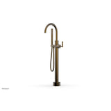 Phylrich - Floor Mounted Tub Filler Lever Hdl W/Handshwr-Short - Antique Brass
