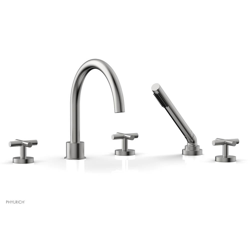 Phylrich - Deck Tub Set W H/Shwr Cross Handle - Satin chrome