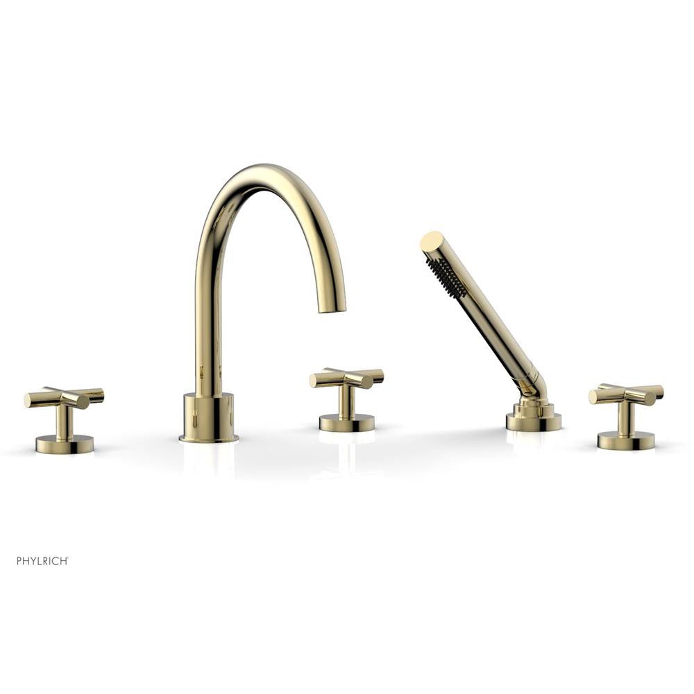 Phylrich - Deck Tub Set W H/Shwr Cross Handle - Polished Brass Uncoated
