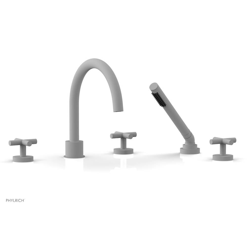 Phylrich - Deck Tub Set W H/Shwr Cross Handle - Satin White