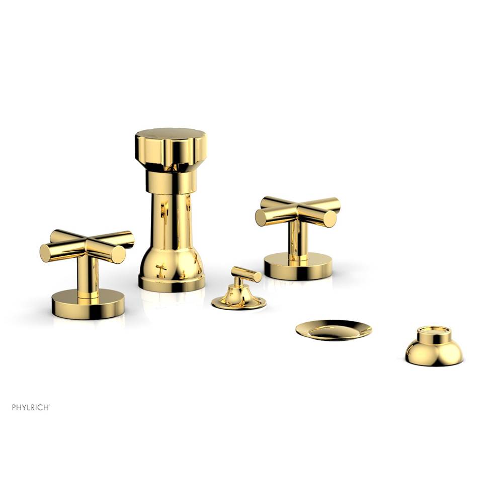 Phylrich - Four Hole Bidet Set Cross Handle - Polished Gold
