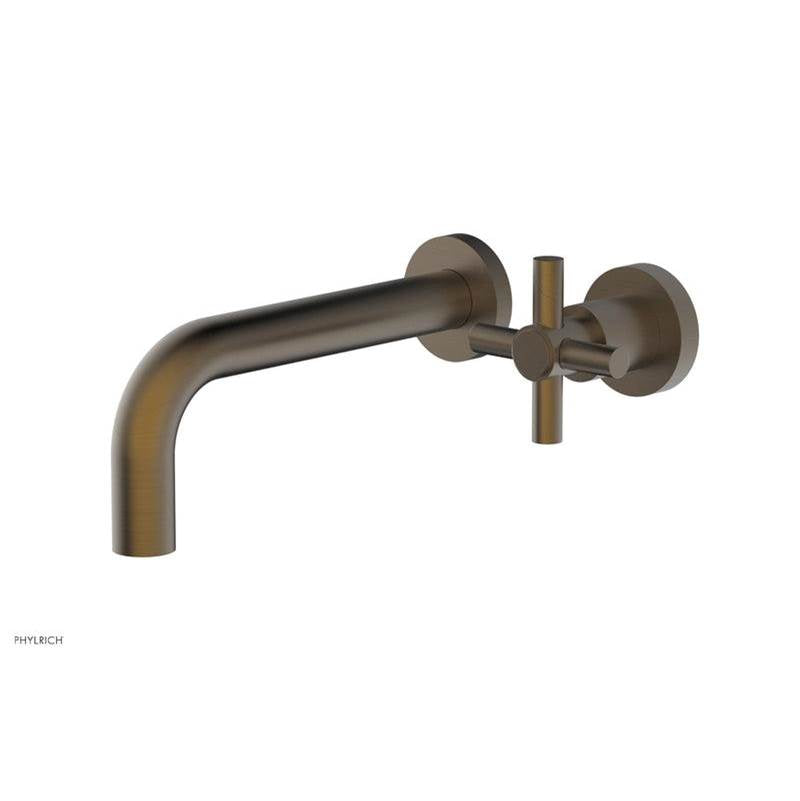 Phylrich - Basic Single Handle Wall Lavatory Set - Cross Handle - Old English Brass