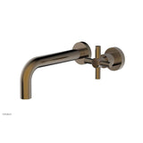 Phylrich - Basic Single Handle Wall Lavatory Set - Cross Handle - Antique Brass