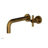 Phylrich - Basic Single Handle Wall Lavatory Set - Cross Handle - French Brass