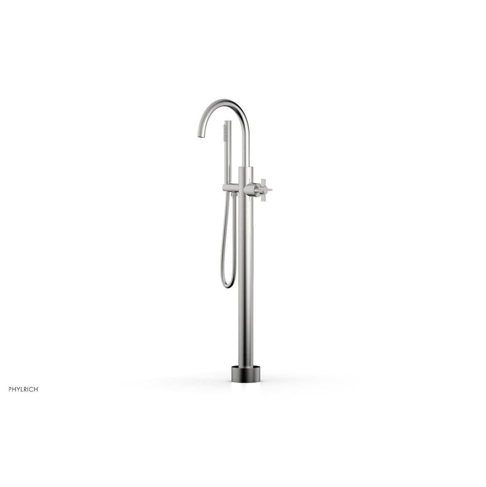 Phylrich - Floor Mounted Tub Filler Cross Blade W/Handshwr-Tall - Satin chrome