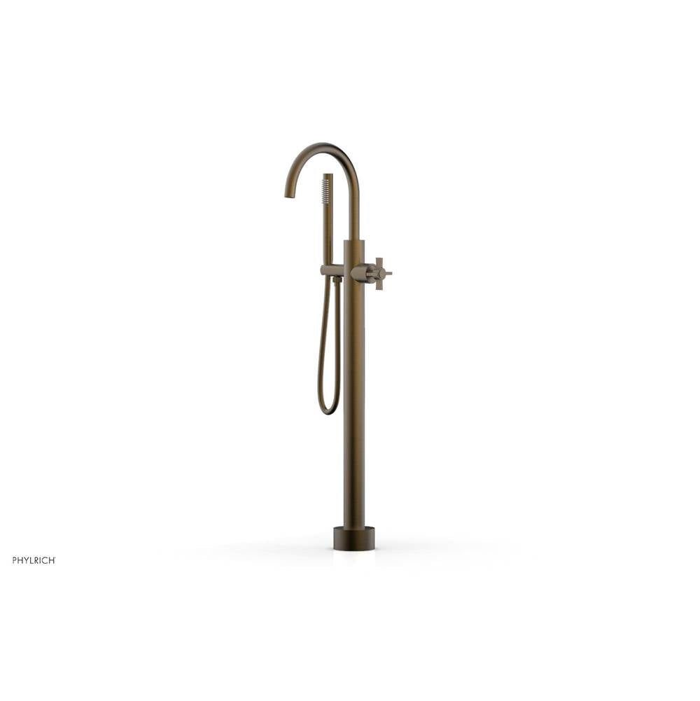 Phylrich - Floor Mounted Tub Filler Cross Blade W/Handshwr-Tall - Old English Bronze