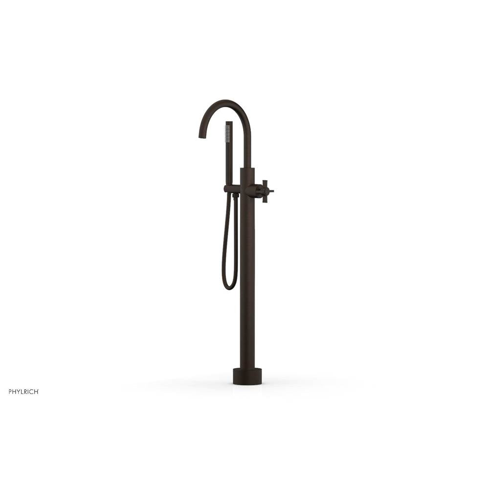 Phylrich - Floor Mounted Tub Filler Cross Blade W/Handshwr-Tall - Antique Bronze