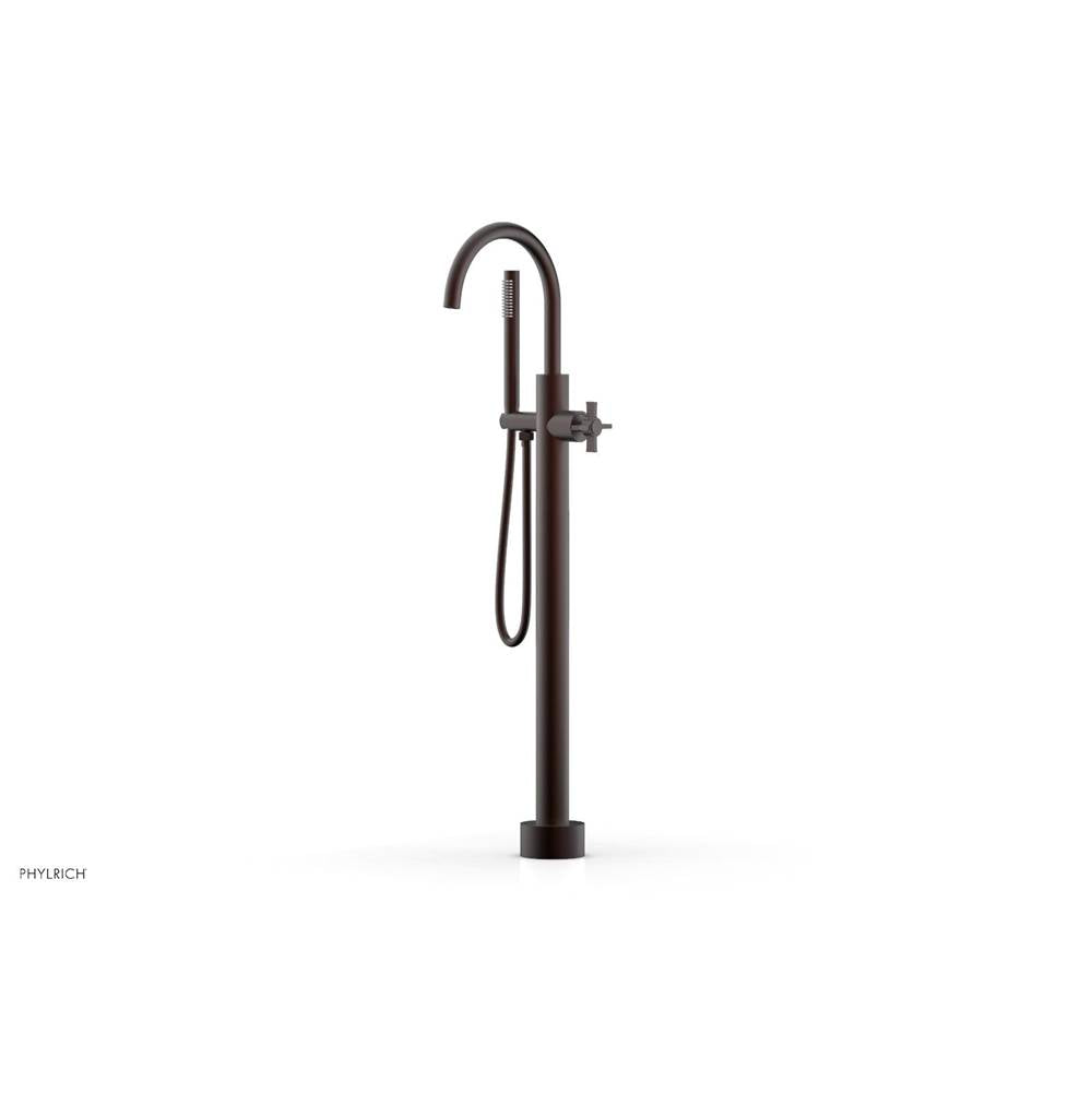 Phylrich - Floor Mounted Tub Filler Cross Blade W/Handshwr-Tall - Weathered Copper