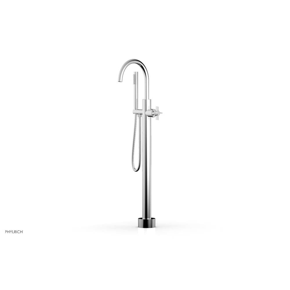 Phylrich - Floor Mounted Tub Filler Cross Blade W/Handshwr-Tall - Polished Chrome