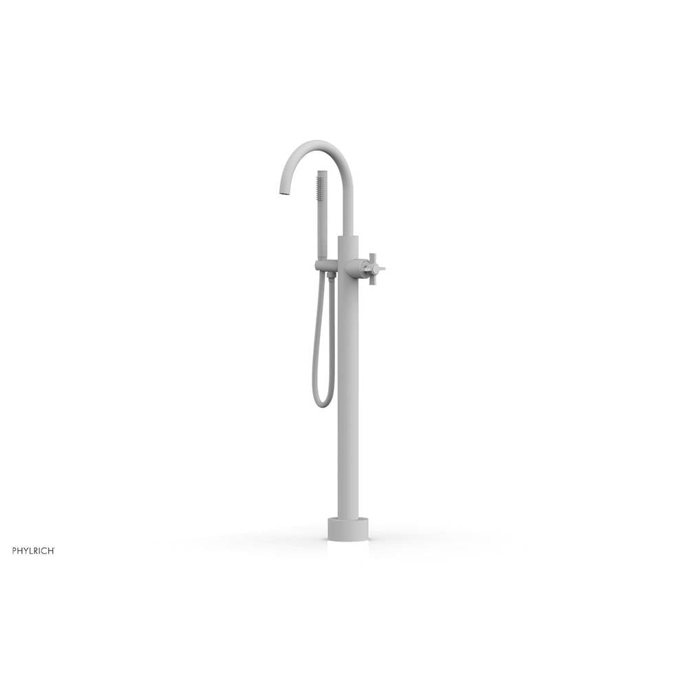 Phylrich - Floor Mounted Tub Filler Cross Blade W/Handshwr-Tall - Satin White