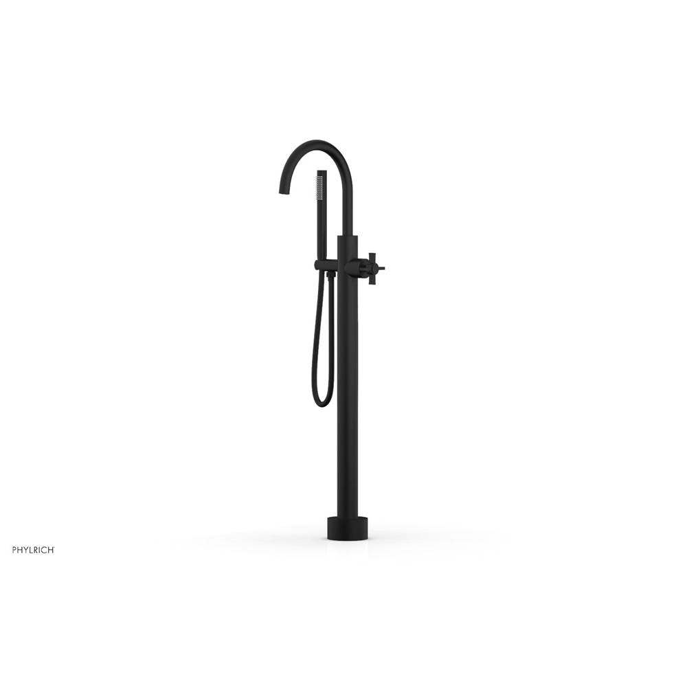 Phylrich - Floor Mounted Tub Filler Cross Blade W/Handshwr-Tall - Matte Black