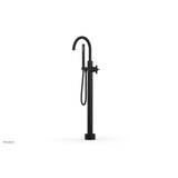 Phylrich - Floor Mounted Tub Filler Cross Blade W/Handshwr-Tall - Matte Black