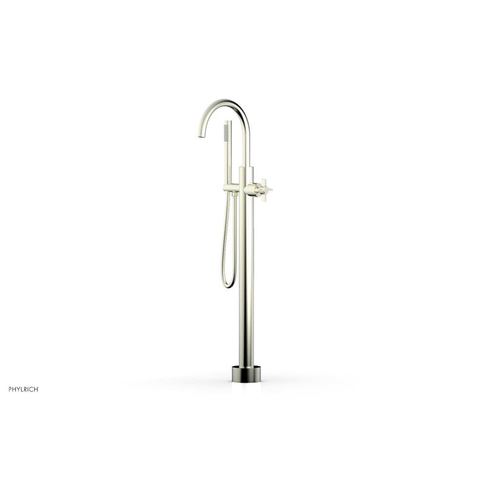 Phylrich - Floor Mounted Tub Filler Cross Blade W/Handshwr-Tall - Satin Nickel