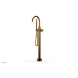Phylrich - Floor Mounted Tub Filler Cross Blade W/Handshwr-Tall - French Brass
