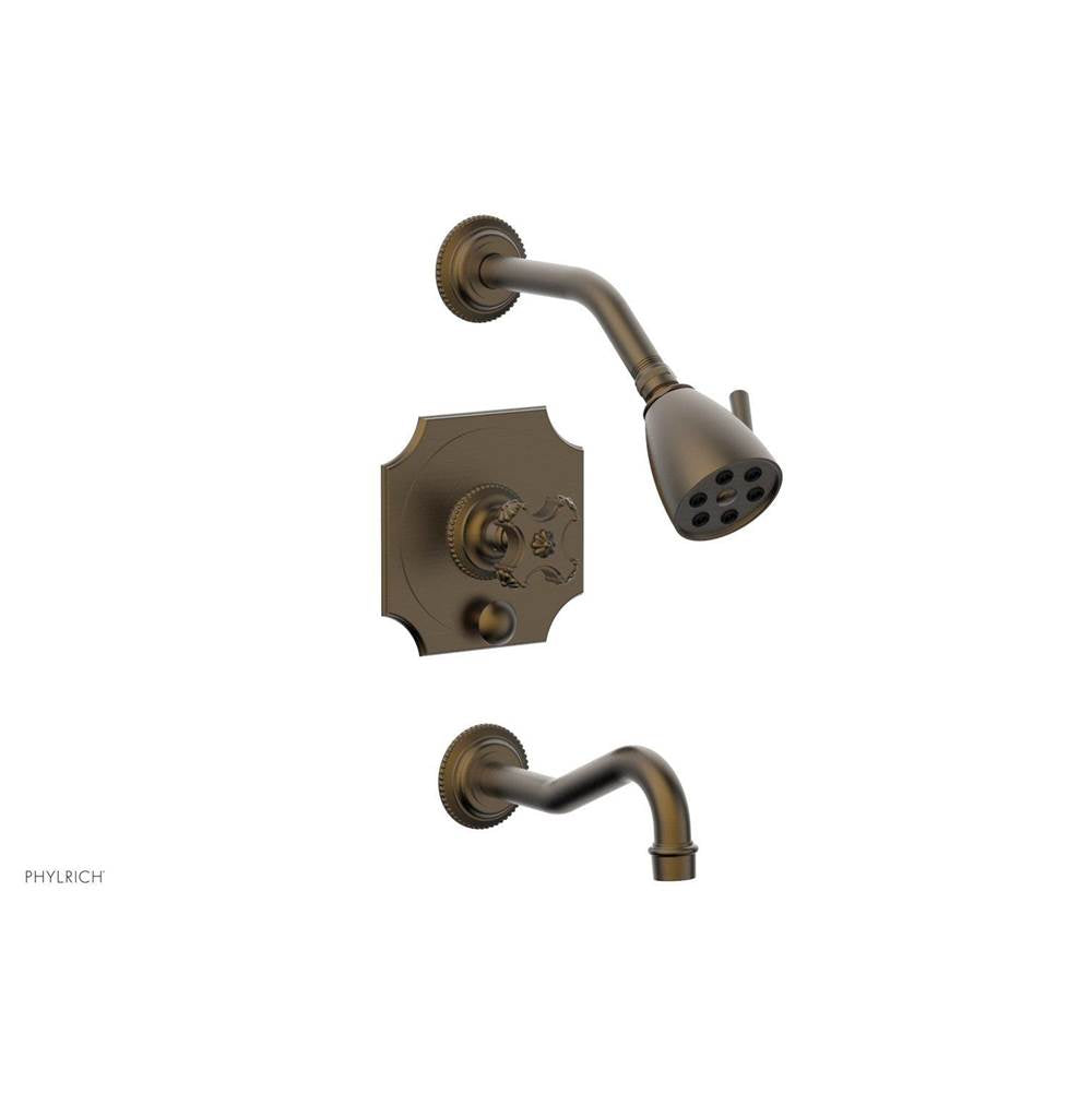 Phylrich - MARVELLE Pressure Balance Tub and Shower Set - Cross Handle 162-26 - Old English Brass