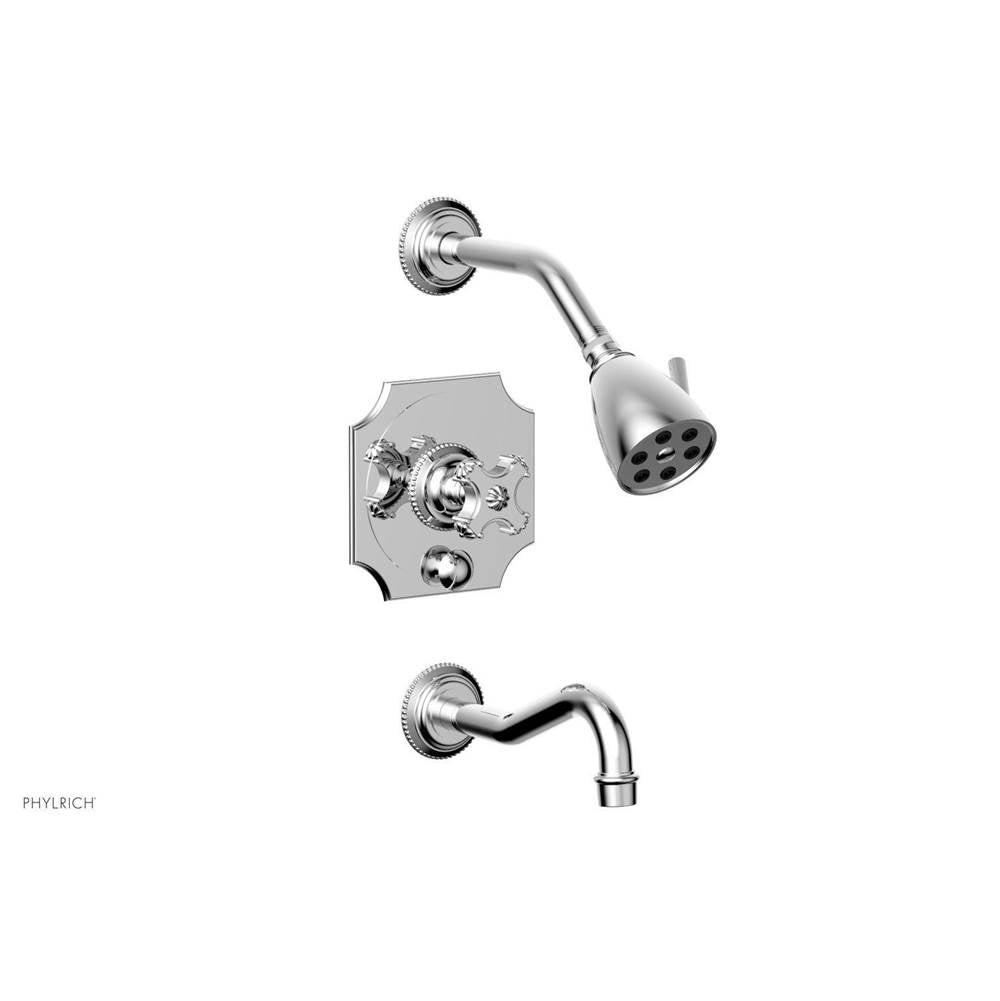 Phylrich - MARVELLE Pressure Balance Tub and Shower Set - Cross Handle 162-26 - Satin Brass