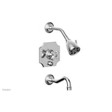 Phylrich - MARVELLE Pressure Balance Tub and Shower Set - Cross Handle 162-26 - Satin Brass