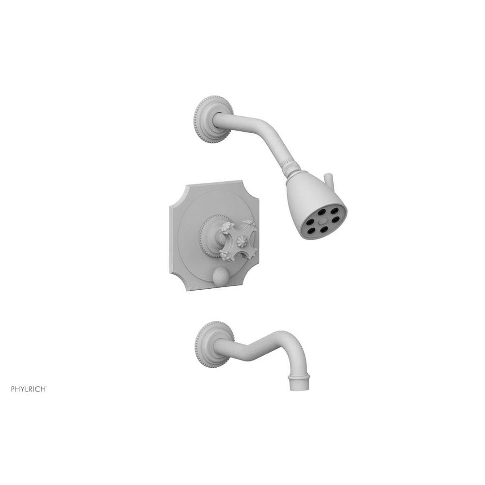 Phylrich - MARVELLE Pressure Balance Tub and Shower Set - Cross Handle 162-26 - Satin White