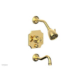 Phylrich - MARVELLE Pressure Balance Tub and Shower Set - Cross Handle 162-26 - Satin Gold