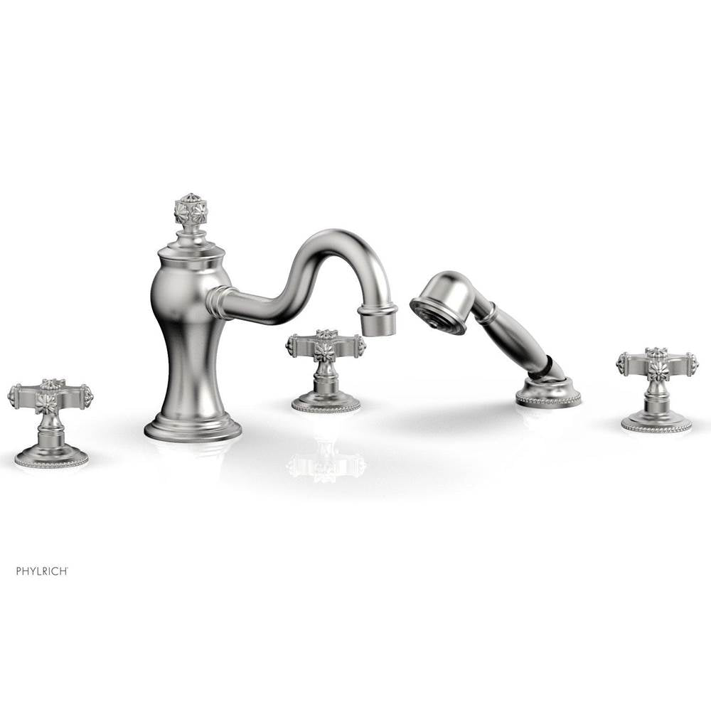 Phylrich - MARVELLE Deck Tub Set with Hand Shower - Cross Handles 162-48 - Satin chrome