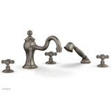 Phylrich - MARVELLE Deck Tub Set with Hand Shower - Cross Handles 162-48 - Pewter