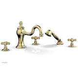 Phylrich - MARVELLE Deck Tub Set with Hand Shower - Cross Handles 162-48 - Polished Brass Uncoated