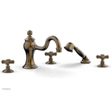 Phylrich - MARVELLE Deck Tub Set with Hand Shower - Cross Handles 162-48 - Antique Brass