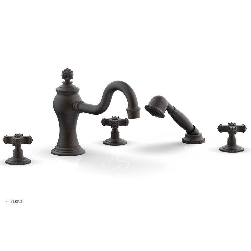 Phylrich - MARVELLE Deck Tub Set with Hand Shower - Cross Handles 162-48 - Oil Rubbed Bronze