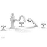 Phylrich - MARVELLE Deck Tub Set with Hand Shower - Cross Handles 162-48 - Satin White