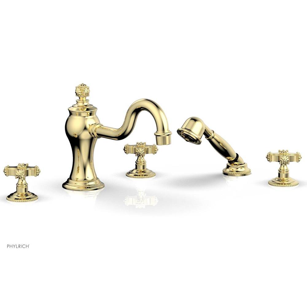 Phylrich - MARVELLE Deck Tub Set with Hand Shower - Cross Handles 162-48 - French Brass