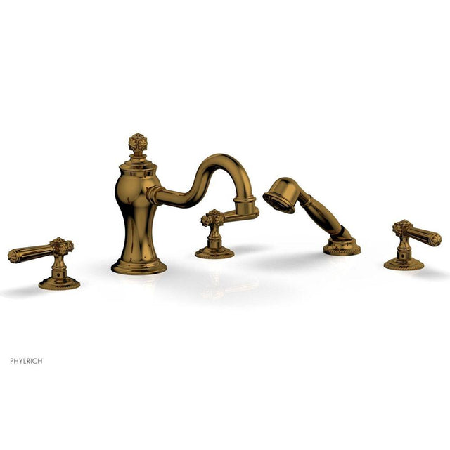 Phylrich - MARVELLE Deck Tub Set with Hand Shower - Lever Handles 162-49 - French Brass
