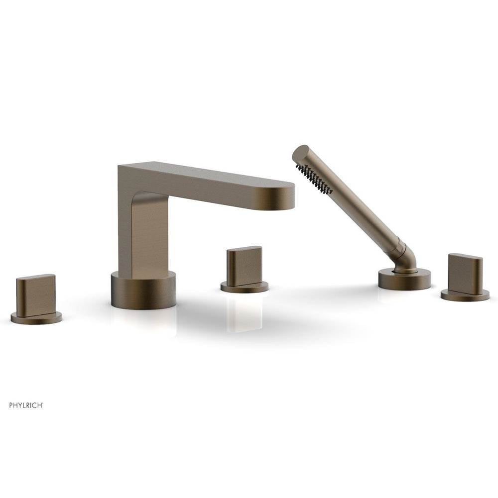 Phylrich - ROND Deck Tub Set with Hand Shower - Blade Handles 183-48 - Old English Brass