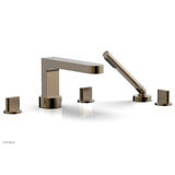 Phylrich - Deck Tub Set Rond W/ Hs, Blade Handle - Antique Brass