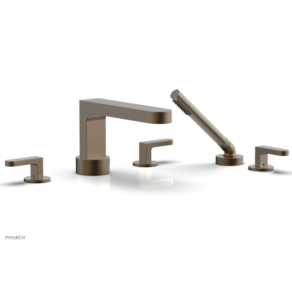 Phylrich - ROND Deck Tub Set with Hand Shower - Lever Handles 183-49 - Old English Brass