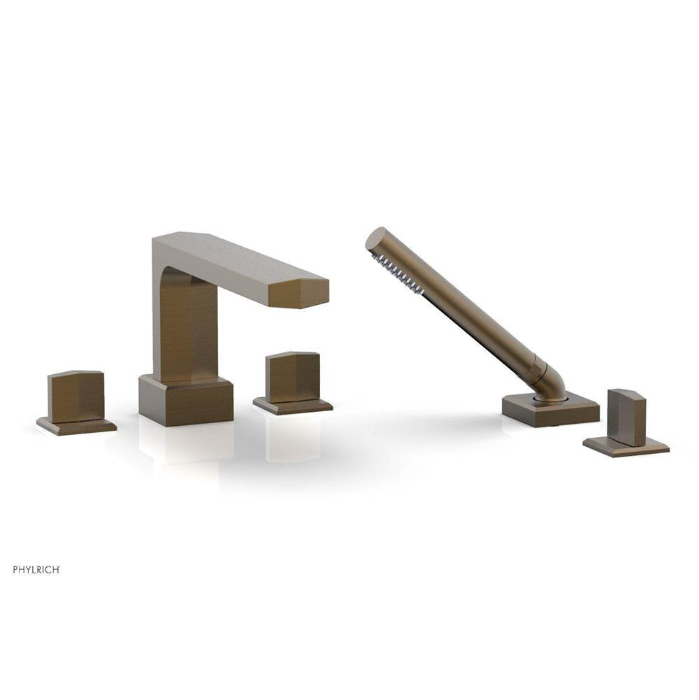 Phylrich - DIAMA Deck Tub Set with Hand Shower - Blade Handles 184-48 - Old English Brass