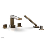 Phylrich - Deck Tub Set Diama W/ Hs, Blade Handle - Antique Brass