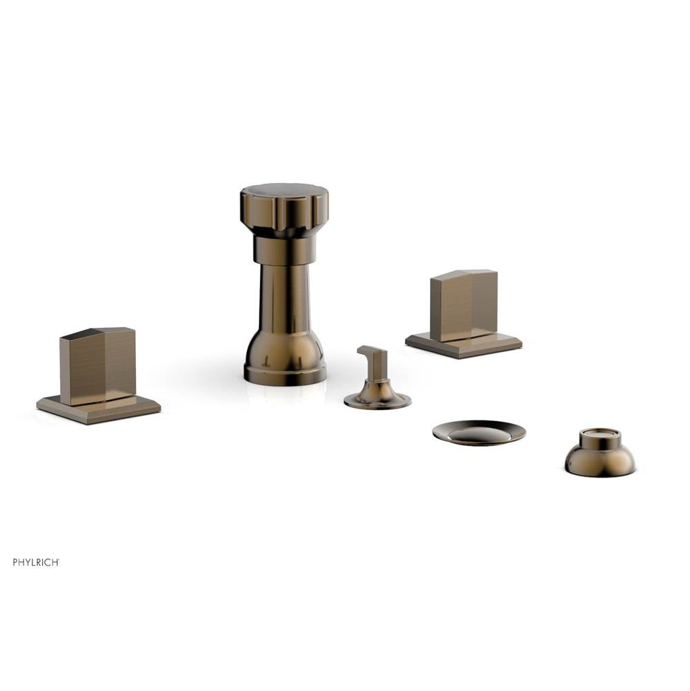 Phylrich - Four Hole Bidet Set Diama, Blade Handle - Antique Brass