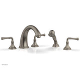 Phylrich - BEADED Deck Tub Set with Hand Shower - Lever Handles 207-48 - Pewter