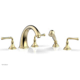 Phylrich - BEADED Deck Tub Set with Hand Shower - Lever Handles 207-48 - Polished Brass Uncoated